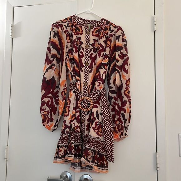 NWT FARM Rio Toucans Scarf Belted Mini Dress Women Size M - Picture 5 of 12